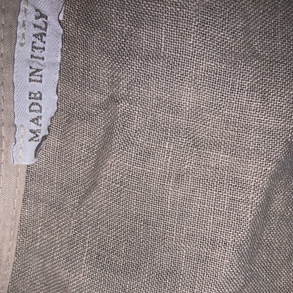 Made in Italy Linen Dress Tan Boho Print Cap Sleeve Pocket Tunic M/L - Picture 16 of 16